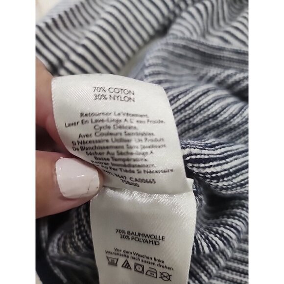 Eddie Bauer Sweater Women Blue White Stripes Long Sleeve Roll Hem Nautical Small - Picture 8 of 8
